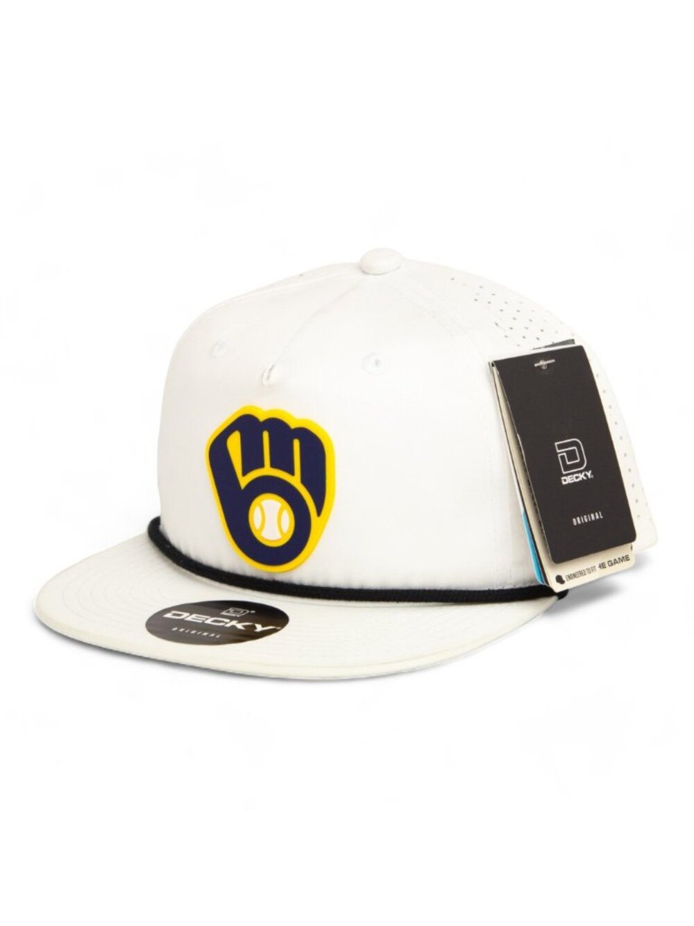 Milwaukee Brewers 3D Perforated Rope Hat- White/ Black